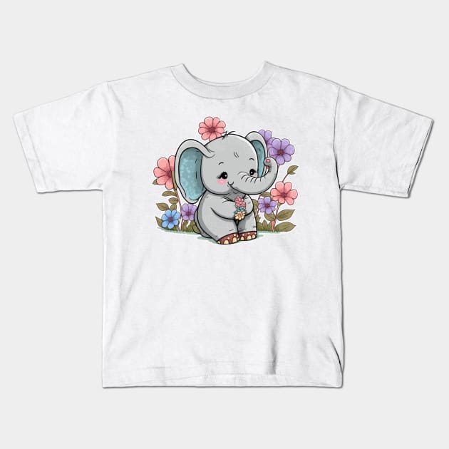 Cute elephant Kids T-Shirt by yinon-h